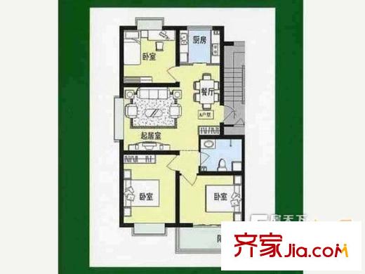 江山瑞城戶型圖3室戶型圖 3室2廳1衛(wèi)1廚