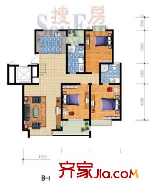 城建陽光山色戶型圖B8樓標(biāo)準(zhǔn)戶型2 3室1廳2衛(wèi)1廚