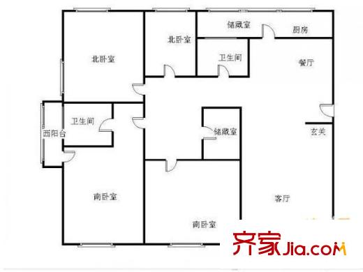 百通馨苑一區(qū) 5室 戶型圖