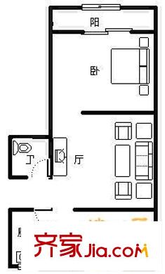百通馨苑一區(qū) 1室 戶型圖
