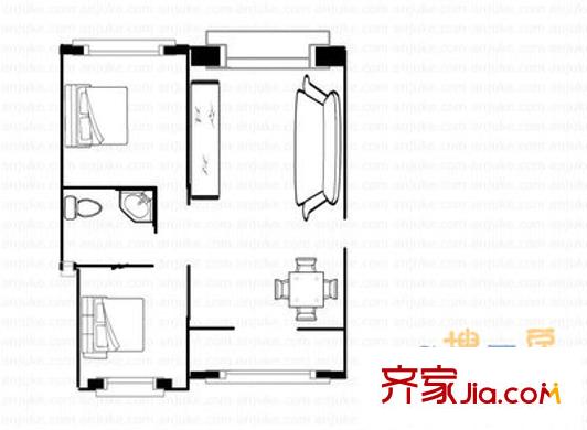 百通馨苑二區(qū) 2室 戶型圖