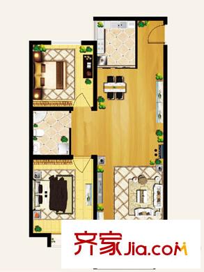 深港城一期4-8#、13-14#高層C戶型 2室2廳1衛(wèi)1廚