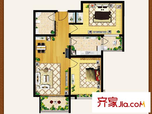 深港城一期4-8#、13-14#高層B戶型 2室2廳1衛(wèi)1廚