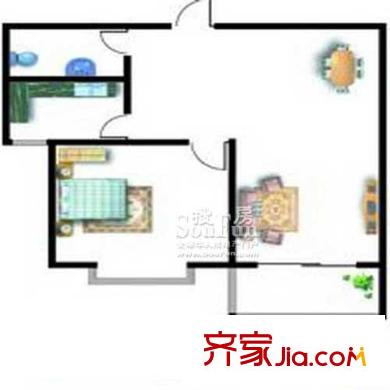 瑞海花園(開發(fā)區(qū))戶型圖1#17# 1室2廳1衛(wèi)