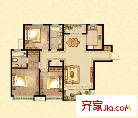 萬達(dá)悅公館 3室 戶型圖