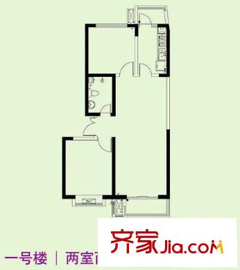 中南海灣新城戶型圖一號樓標(biāo)準(zhǔn)層 2室2廳1衛(wèi)1廚