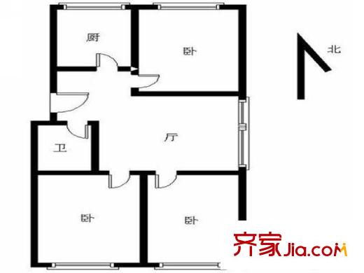 恒苑小區(qū)3室 戶型圖