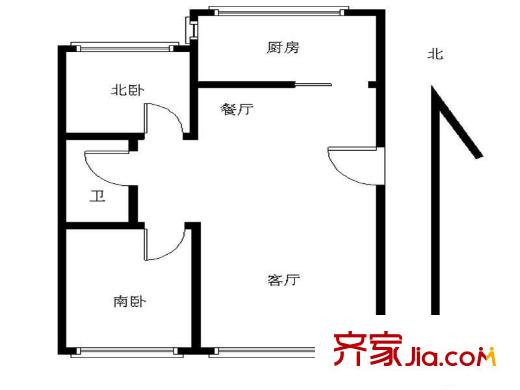 恒苑小區(qū)2室 戶型圖