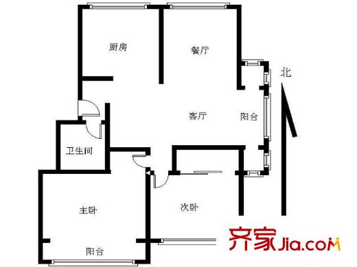 恒苑小區(qū)2室 戶型圖