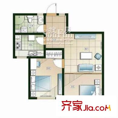 海爾幸福里戶型圖E戶型 2室2廳1衛(wèi)