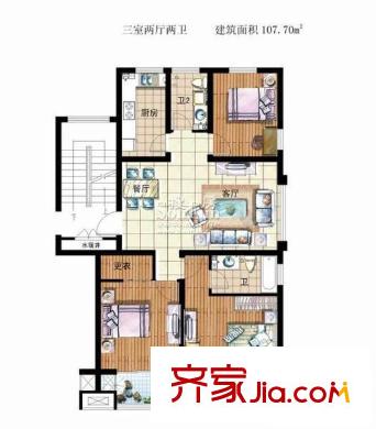 廣華海岸陽光戶型圖戶型圖 3室2廳2衛(wèi)1廚