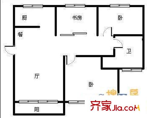 北江路小區(qū)戶型圖11 3室2廳1衛(wèi)1廚