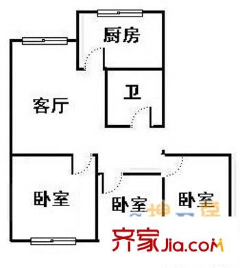 浮山后六小區(qū) 3室 戶型圖