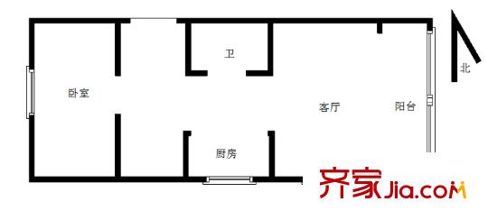 錯埠嶺三小區(qū) 1室 戶型圖