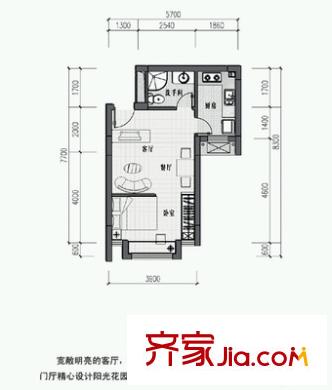 錯埠嶺三小區(qū) 1室 戶型圖