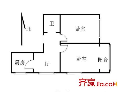錯埠嶺三小區(qū)2室 戶型圖