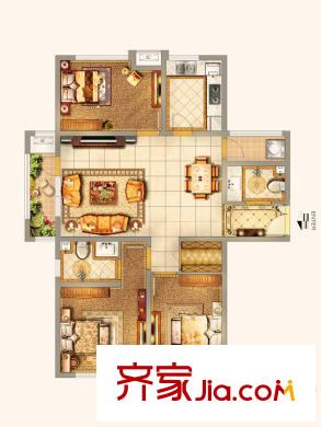 唐島ONE一期高層2-5號(hào)樓E戶型 3室2廳2衛(wèi)1廚