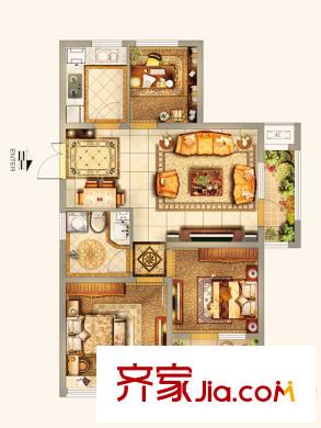 唐島ONE一期高層2-5號(hào)樓A戶型 3室2廳1衛(wèi)1廚