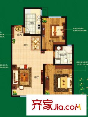 海爾鼎世華府C區(qū)4#、8#、9#T1戶型 2室2廳1衛(wèi)