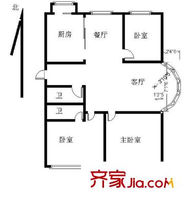 山水名園3室 戶型圖