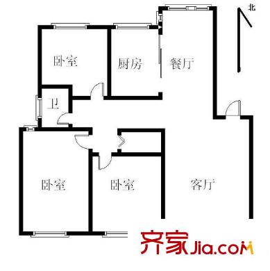 山水名園3室 戶型圖