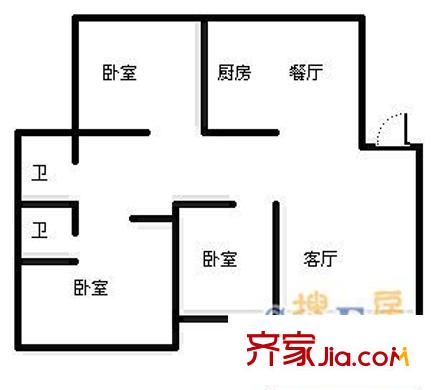 山水名園一期 4室 戶型圖