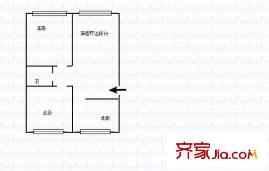 南莊小區(qū) 2室 戶型圖