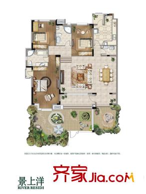 萬科生態(tài)城戶型圖寬岸8#、9#、10號樓A戶型 3室2廳2衛(wèi)1廚