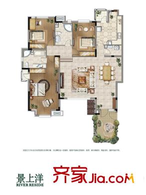 萬科生態(tài)城戶型圖寬岸4#、7號樓B戶型 3室2廳2衛(wèi)1廚