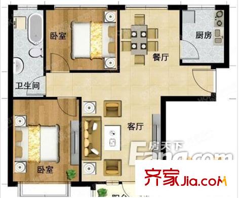 高鼎小區(qū)戶型圖2室戶型圖 2室1廳1衛(wèi)1廚