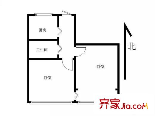 錯埠嶺小區(qū)2室 戶型圖