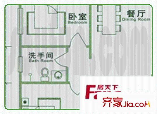 千禧龍花園戶型圖標(biāo)準(zhǔn)層兩居室 2室2廳1衛(wèi)1廚