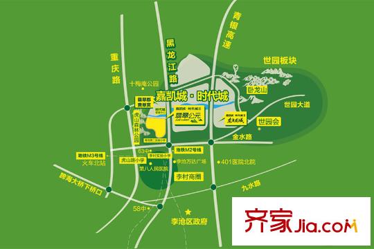 嘉凱城時(shí)代城翡翠賞交通圖