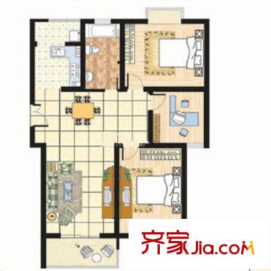 清水廬戶型圖標(biāo)準(zhǔn)層三居室 3室2廳1衛(wèi)1廚