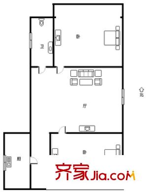 海濱廣場小區(qū) 1室 戶型圖