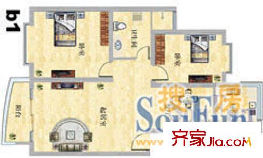 水青木華戶型圖B1戶型 2室2廳1衛(wèi)