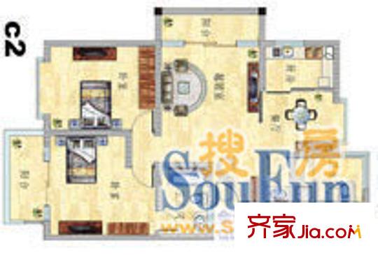 水青木華戶型圖C2戶型 2室2廳2衛(wèi)