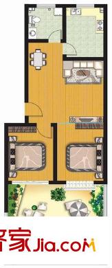 世紀(jì)綠洲戶型圖D 2室2廳1衛(wèi)1廚