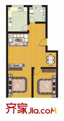 世紀(jì)綠洲戶型圖C 2室2廳1衛(wèi)1廚
