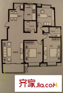 津盤鳳凰都戶型圖C 3室2廳2衛(wèi)1廚