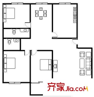 恒佳苑 3室 戶型圖