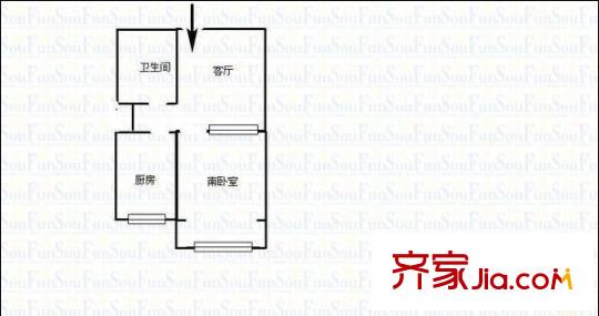 四方實驗小區(qū) 1室 戶型圖
