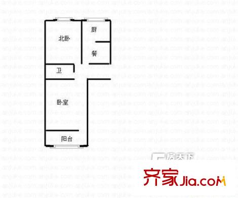 李村公園社區(qū)戶型圖戶型圖 2室1衛(wèi)1廚