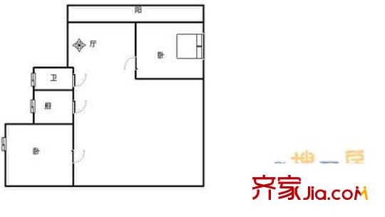 綠城百合花園戶型圖  戶型圖 1室1廳1衛(wèi)1廚