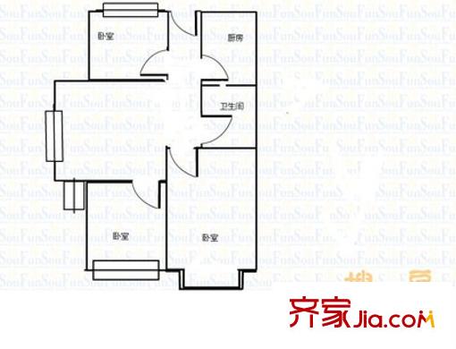 綠城百合花園戶型圖 戶型圖 3室1廳1衛(wèi)1廚