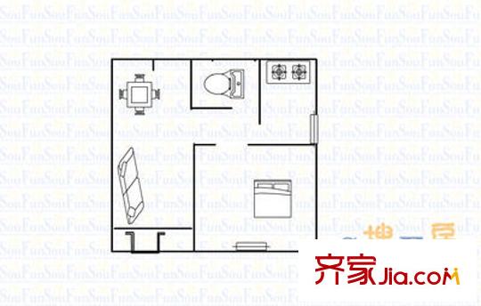 綠城百合花園戶型圖 戶型圖 1室1廳1衛(wèi)1廚