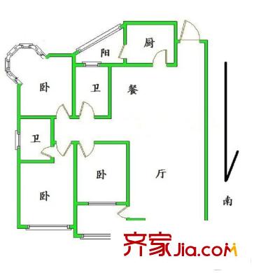 海信慧園二期 3室 戶型圖