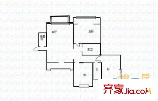 海信慧園二期 3室 戶型圖