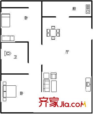 百通馨苑三區(qū)2室 戶型圖