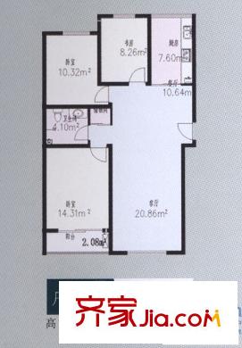 百通馨苑三區(qū)戶型圖 A戶型 3室2廳1衛(wèi)